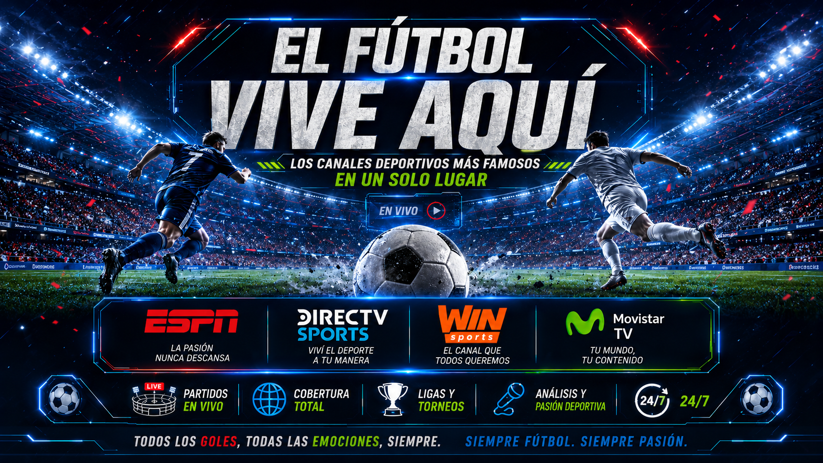 Quieres ver partidos, ligas y eventos en vivo?